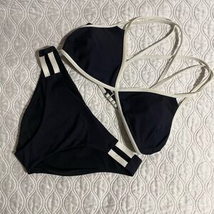Athleta Black and White Strappy Bikini Set